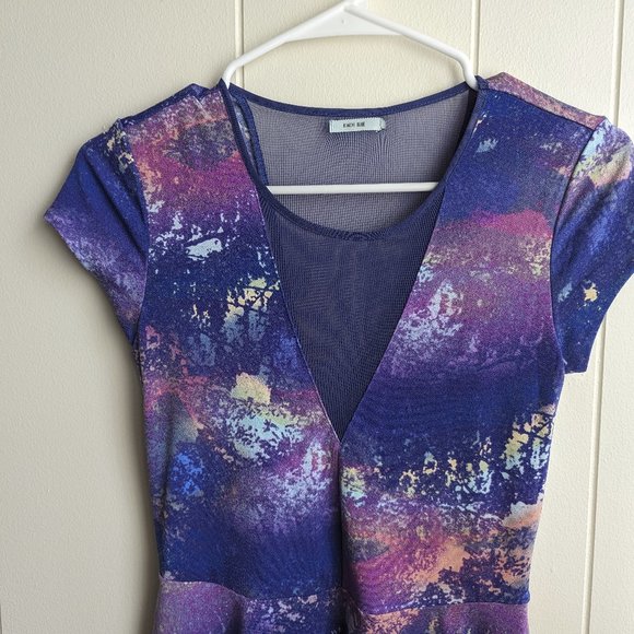 Purple Kimchi Blue mesh paneled, cap sleeved skater dress - Worn once (S/M) - Picture 3 of 8